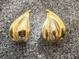 Vintage Ohrclips Tropfenform goldfarben