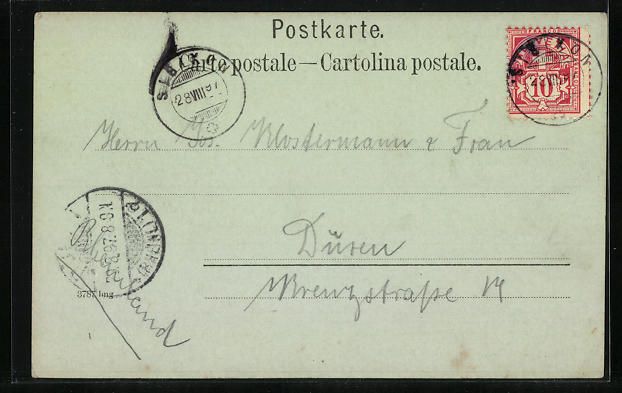Cartoline postali: Mondschein-AK Flüelen, Panorama, 1897 – Usato da Berlin venduto da bartko-reher 1