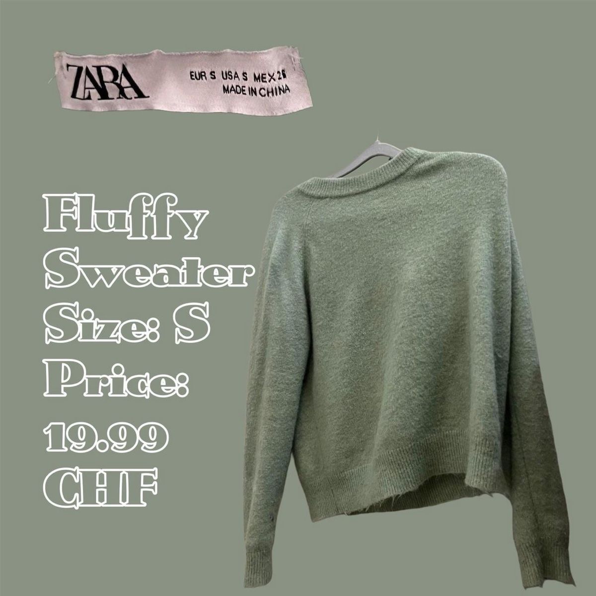 Zara Maglioni & Felpe: Green Fluffy Sweater – Nuovo (secondo la descrizione) da Luzern venduto da das_2s8k