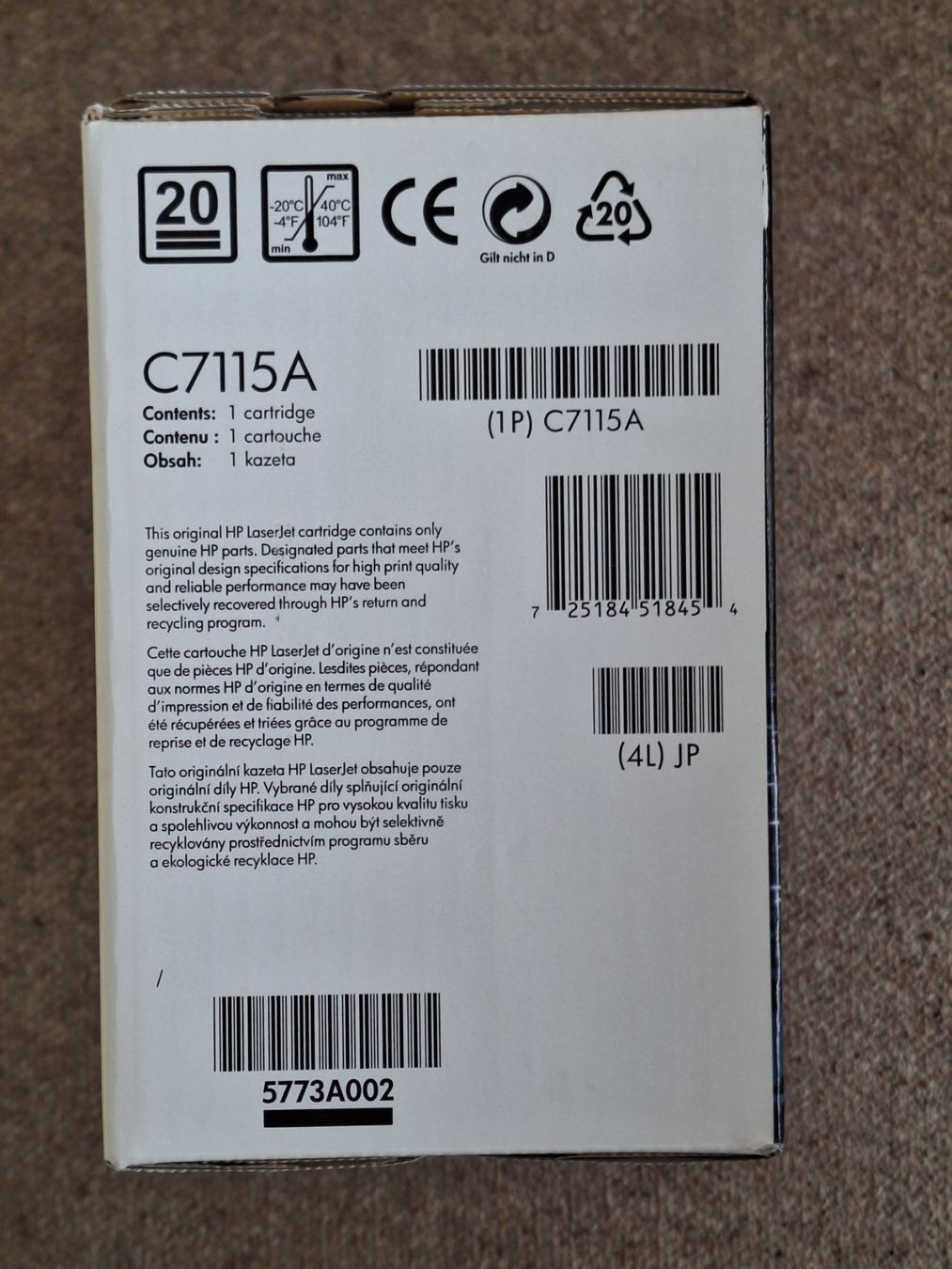 Hewlett Packard Druckerpatronen & Toner: Original HP Laserjet toner C7115A Schwarz – Neu und originalverpackt aus Porza von ulletta1 3