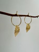 Creolen Gold - hypoallergen - Blattanhänger - handmade