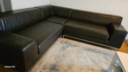 Ecksofa Leder dunkelbraun gebraucht in gutem Zustand