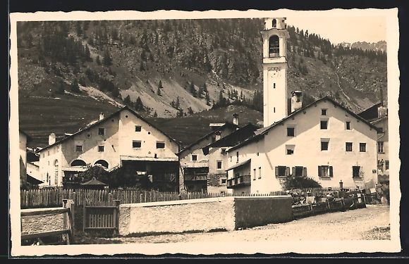 Cartes postales: AK Samaden, Ortspartie mit Kirche – D'occasion à Berlin par bartko-reher