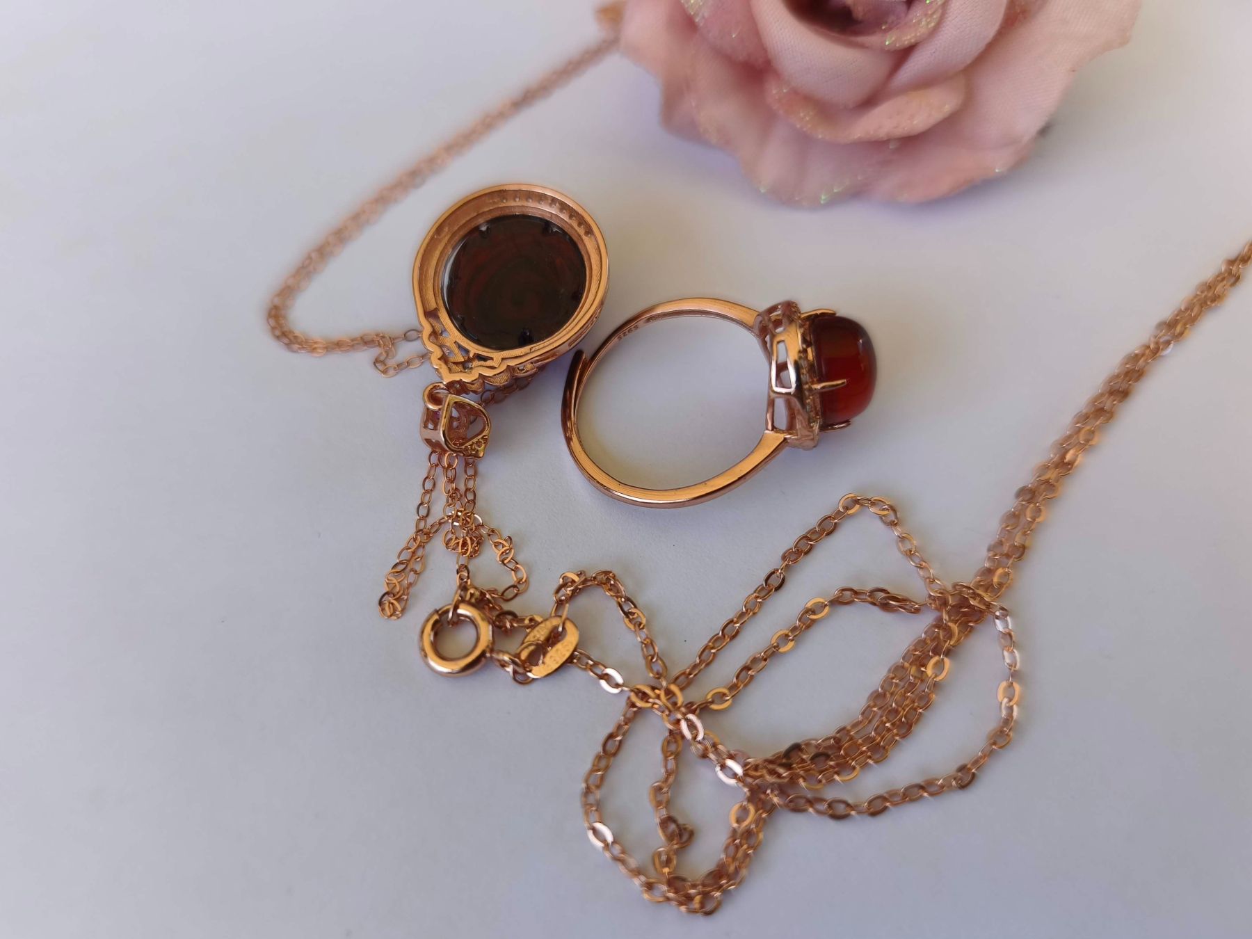 Altri gioielli: Kirschbernstein Set Rose Kette Ring 925  roségold Bernstein – Nuovo e nell'imballaggio originale da St. Gallen venduto da GIULESGG 6