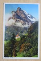 Alte, schöne Postkarte, Braunwald Kirchli mit Ortstock