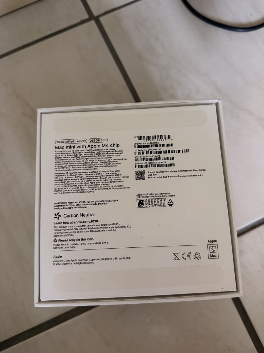 Apple PC: Apple Mac mini M4 mit 16 GB RAM und 256 GB SSD – Nuovo (secondo la descrizione) da Bürchen venduto da noe_qqr8 1