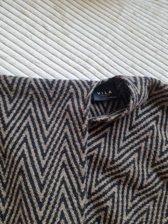 Damen Poncho Vila Zickzack Muster schwarz braun