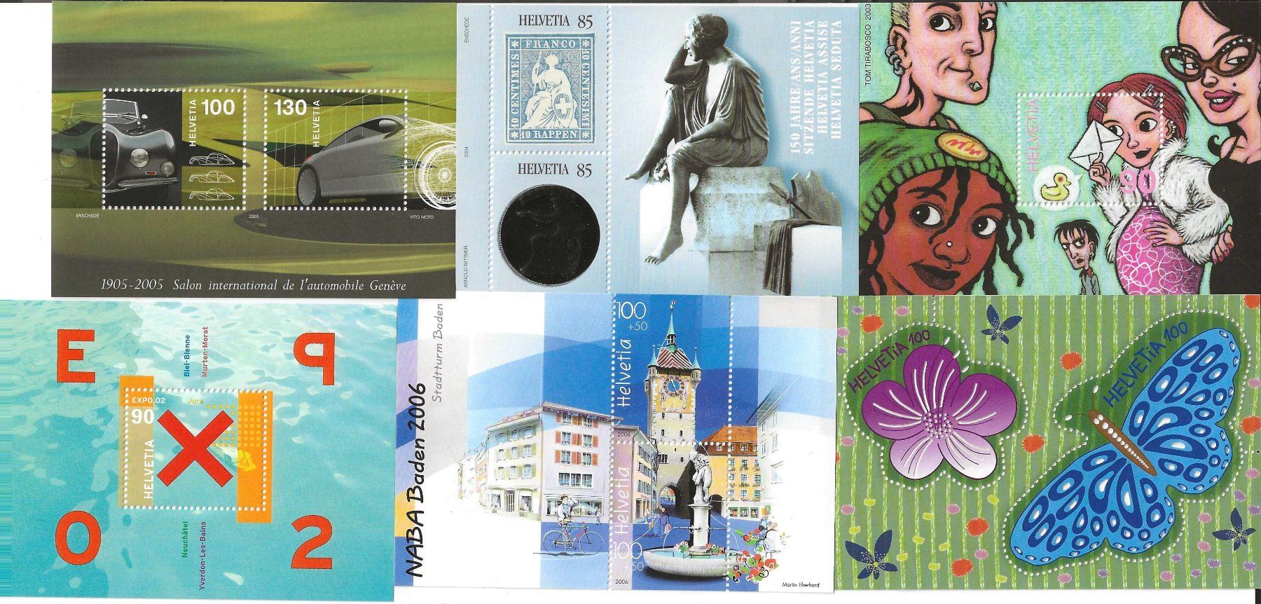Tous les timbres: 6 Div. Blocks (Schweiz Postfrisch ** – Neuf (Voir description) à Zürich par Philacat11
