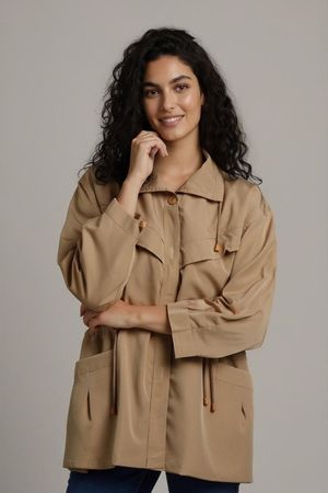 MARNAR Beige Leichte Windbreaker Jacke - Lässige Damen