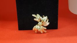 Elegante Vintage Brosche in Goldoptik mit Strass, Top!