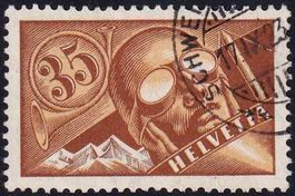 1923, Flugpostmarke "Pilot" Nr. F6 gestempelt, fehlerfrei.