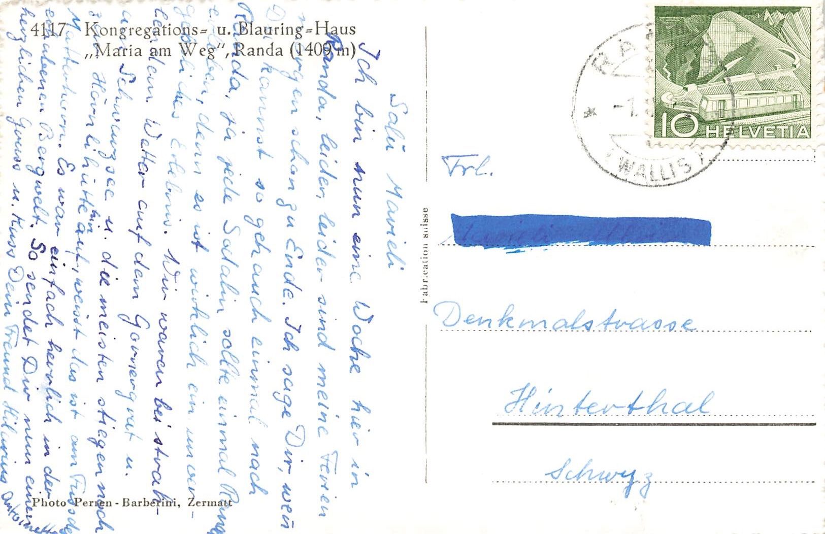 Cartoline postali: Blauring Haus VS Maria am Weg - Randa – Usato da Biasca venduto da Blenio71 1