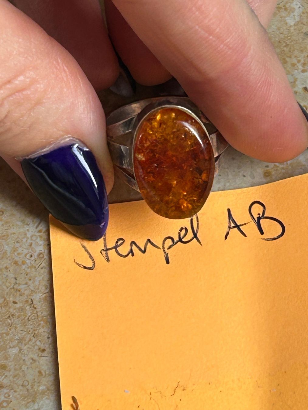 Anelli: Bernstein Ring, Vintage Silberring (gr.58) – Usato da Laufen venduto da belleskulptur 8