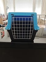 Transportbox Tierbox blau schwarz mit Gittertür