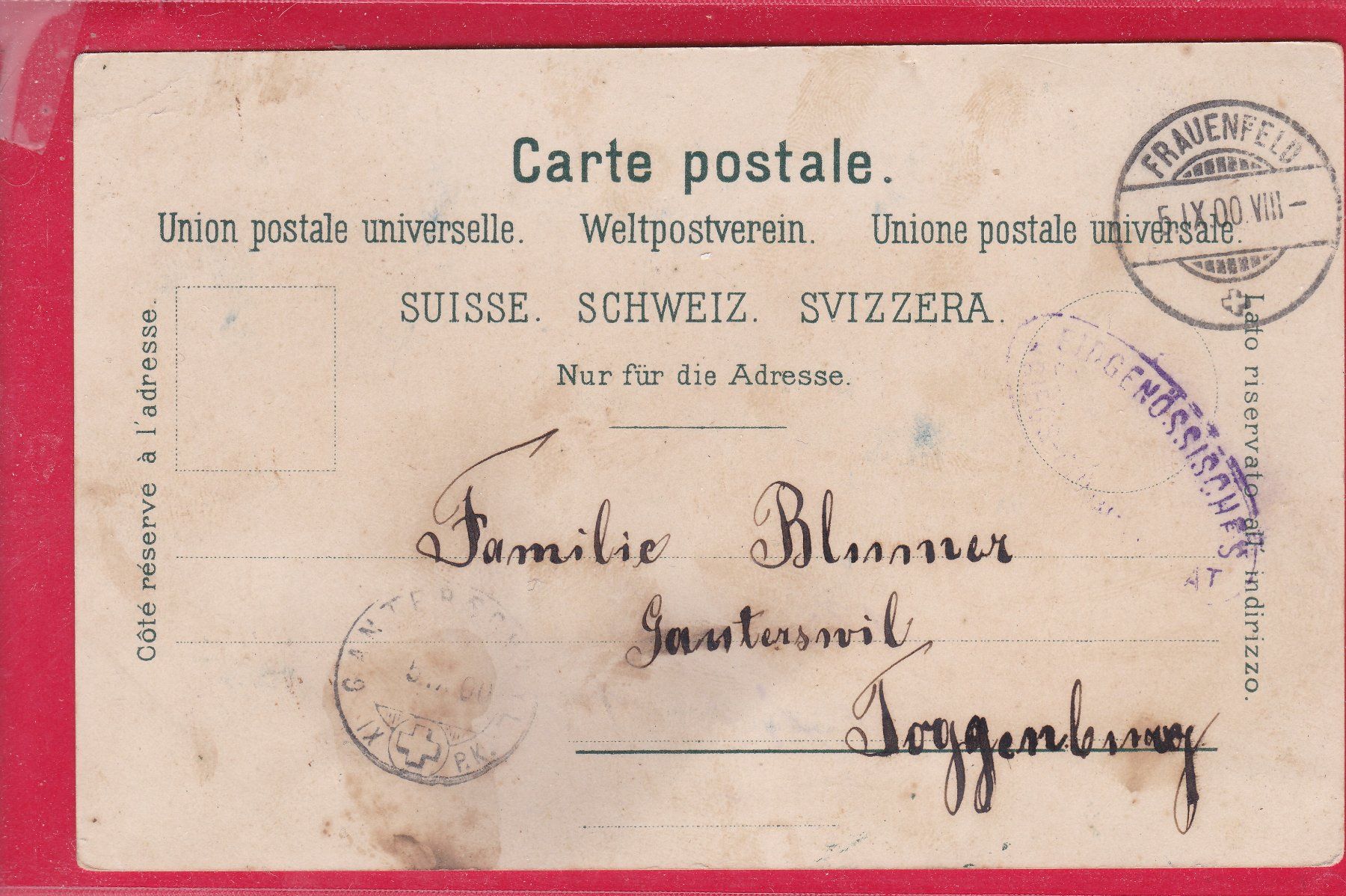Cartoline postali: SOLDATENGRUSS, FELD-ARTILLERIE, 5.9.1900 – Usato da Oberrieden venduto da Gebirgsstelze 1