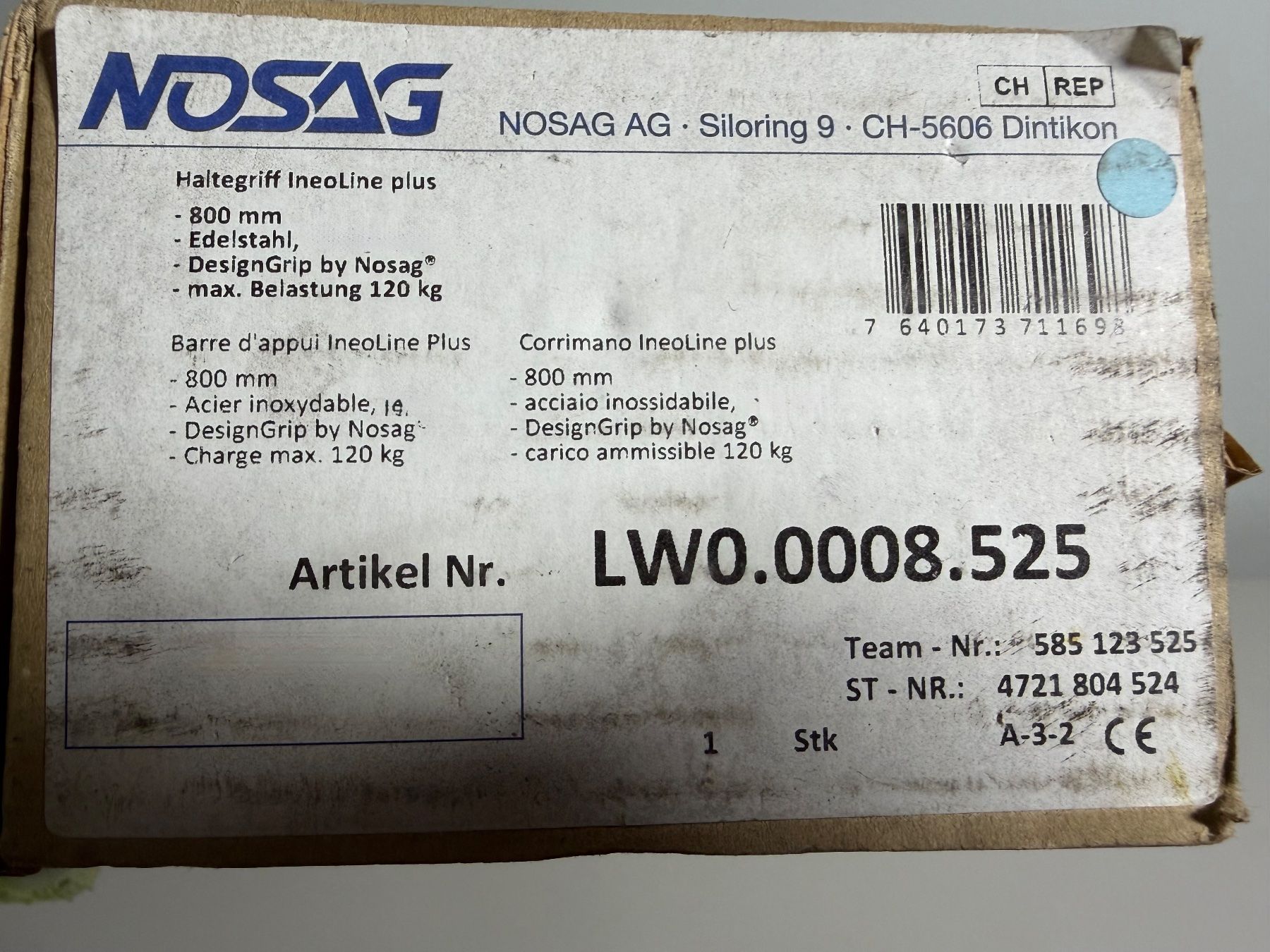 Supporti a parete: Neuer Haltegriff IneoLine plus, Nosag. 80 cm, barrierefrei – Nuovo e nell'imballaggio originale da Winterthur venduto da efant12 5