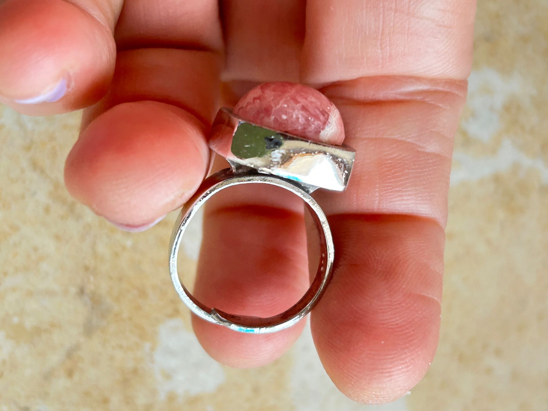 Anelli: Silberring mit Rhodonit Stein, Vintage (55) – Usato da Dittingen venduto da Bellevista 5