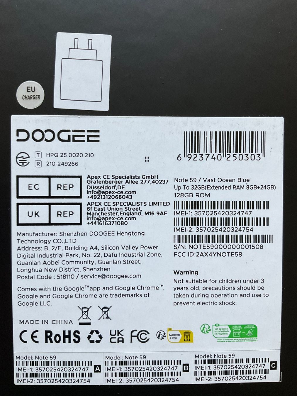 Telefoni cellulari / Smartphones: Doogee Note 59, Dual Sim, 128 GB, 32 GB, edles hellblau – Usato da St. Gallen venduto da SxDQ 3