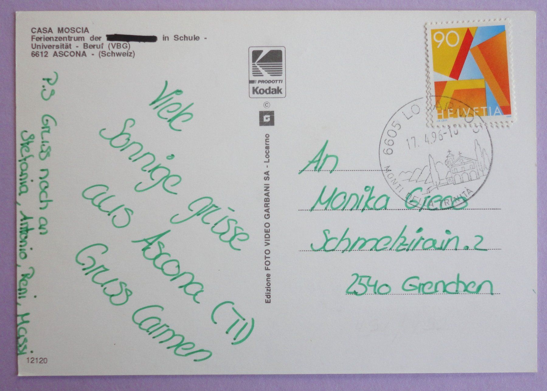 Cartes postales: Casa Moscia, Ascona – D'occasion à Fétigny par Billy2miny 1