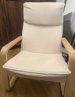 Lounge Chair Cream Wood Frame Good Condition
