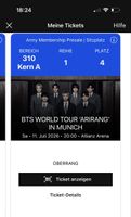BTS WORLD TOUR 'ARIRANG' MÜNCHEN 11.07.2026 Kern A Sitzplatz