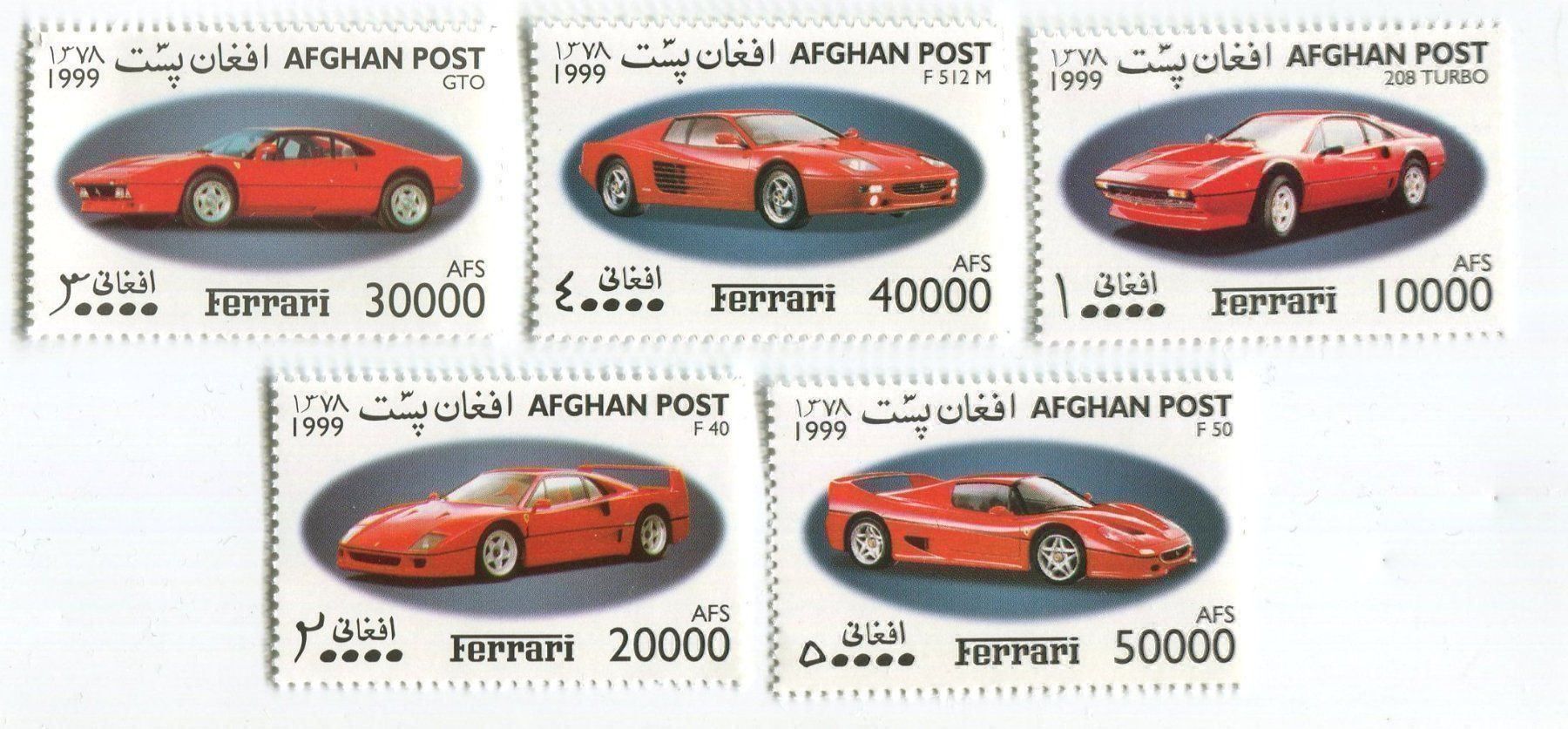Tous les timbres: Briefmarken "Ferrari". Afghanistan. – Neuf avec emballage d'origine à Basel par Butsch5