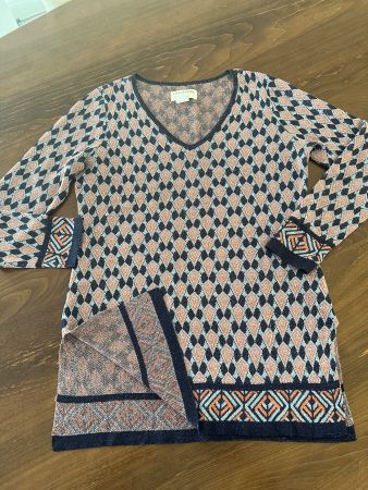 Pullover rick cardona Damen V-Ausschnitt blauorange Gr. 38