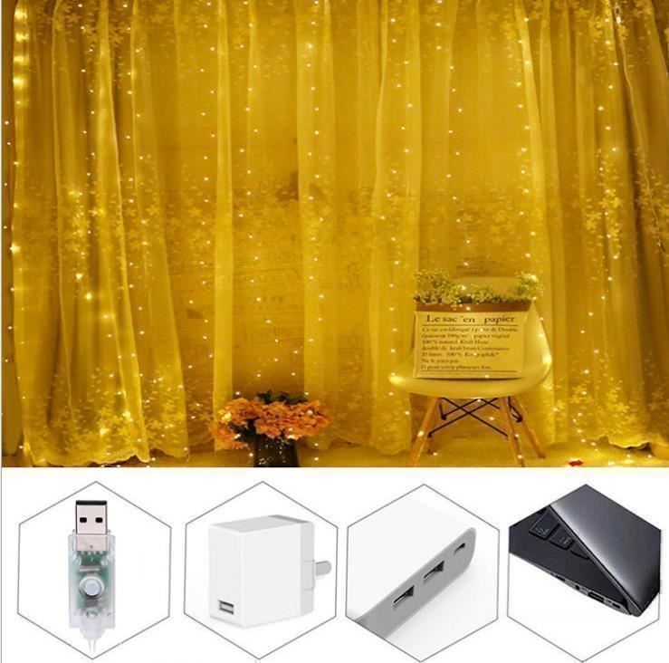 Lichterketten & Leisten: LED USB Lichtervorhang 3m x 3m 300 LEDs – Neu (gemäss Beschreibung) aus Thun von nuonuoshop 3