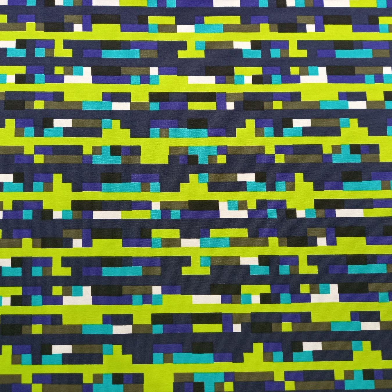 Tessuti: Jersey Balken lime/blau – Nuovo e nell'imballaggio originale da Winterthur venduto da Kimbana