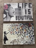 2 Leinwandbilder Bansky-Motive