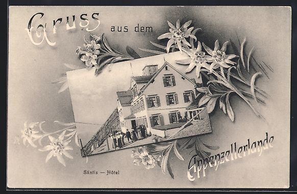 Cartoline postali: Säntis, Appenzell, Gäste vor dem Sänt – Usato da Berlin venduto da bartko-reher