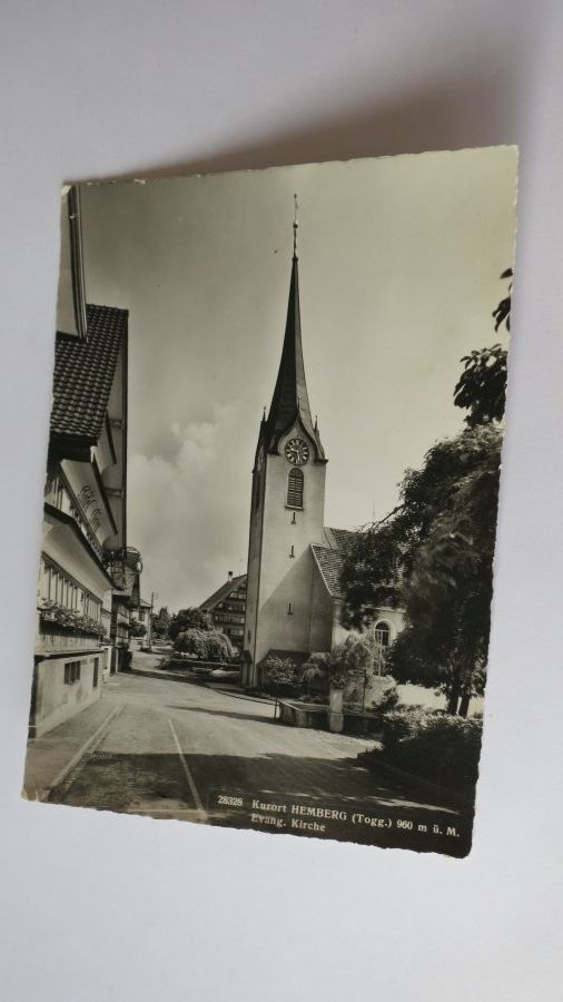 Cartoline postali: Hemberg / SG - Evang. Kirche - 1963 – Usato da Jona venduto da centumprata