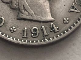 Abart 5 Rp. 1914 mit Stempelriss durch Zahl 1