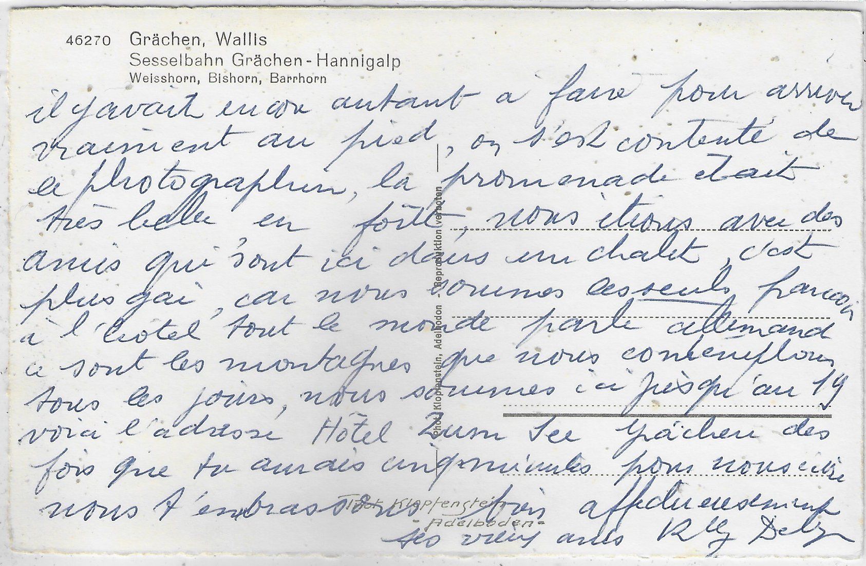 Cartoline postali: Grächen - Sesselbahn Grächen-Hannigalp – Usato da Ettingen venduto da Kartenplanet 1