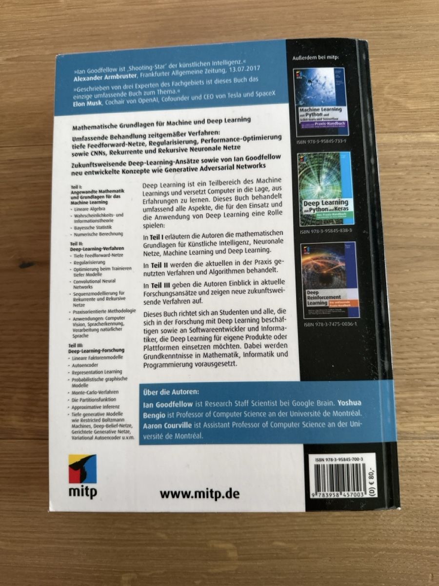 Libri: Deep Learning Handbuch von Goodfellow, Bengio, Courville – Usato da Ruggell venduto da Kauferin_Nr3 1