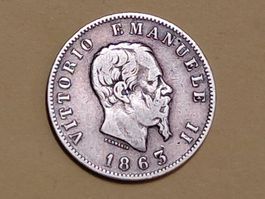 Italien 1 Lira "Vittorio Emanuele II" 1863 M BN Silber