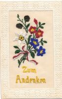 Seidenkarte mit Blumen zum Andenken