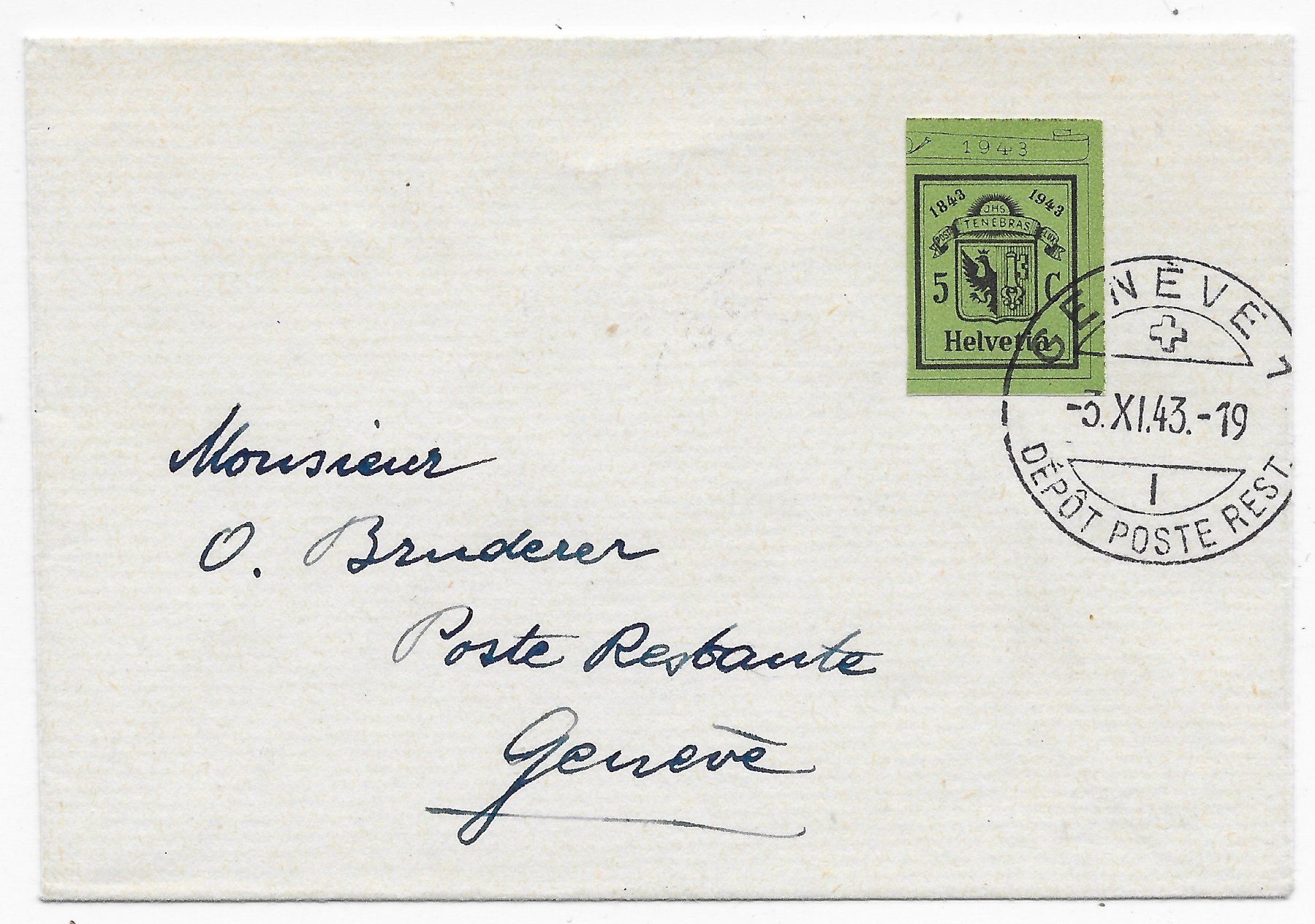 Alle Briefmarken: Blockausschnitt 1943 auf Brief – Gebraucht aus Hefenhofen von Richsalz