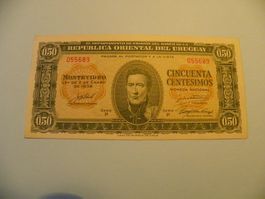 Uruguay 50 Centesimos 1939, Serie P,  Rarität, Bankfrisch