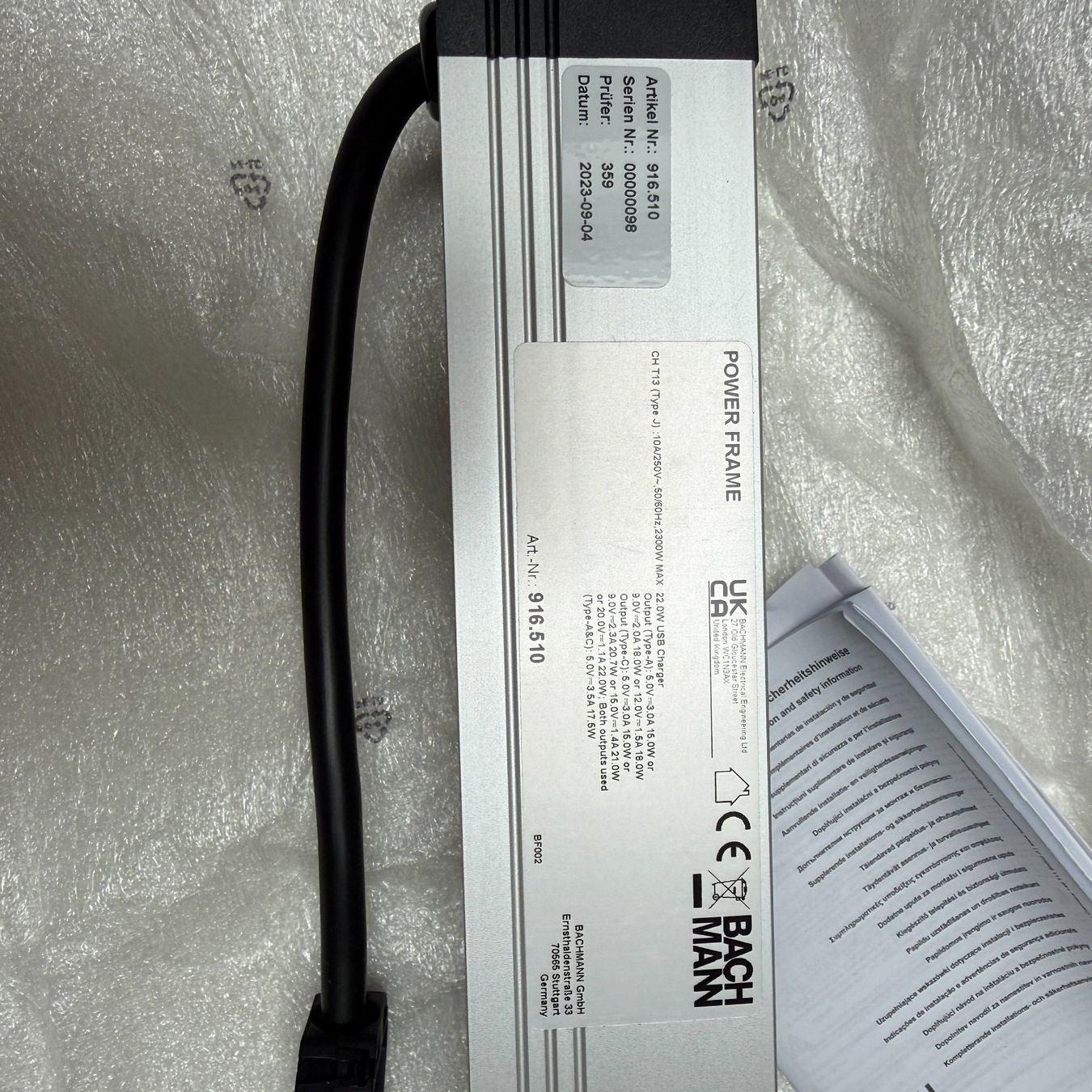 Spine: Bachmann 916.510 Power Frame 3x T13 USB-A/C Steckdosenleiste – Nuovo (secondo la descrizione) da Luzern venduto da cap_pv8l 3