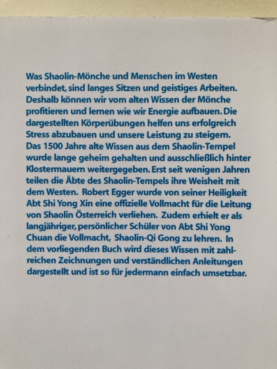 Bücher: Mehr Energie durch Shaolin-Qi Gong – Gebraucht aus Zürich von 000rk 1