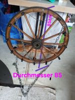 Hängelampe Wagenrad Holz rustikal 85 cm gebraucht