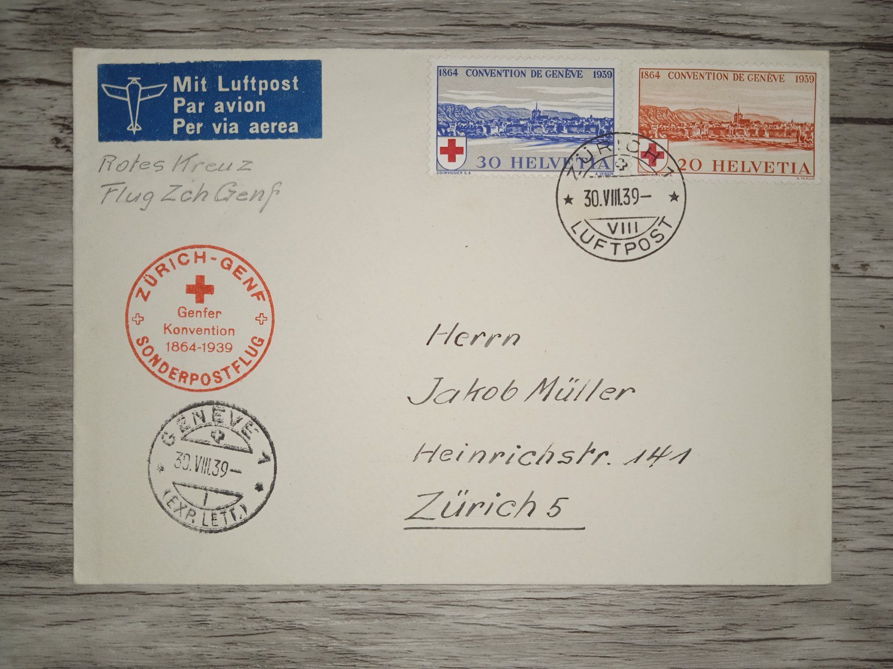 Tutti i francobolli: TR16 Enveloppe  + Timbre Suisse 1939 – Usato da Cousset venduto da Patrick_Collections
