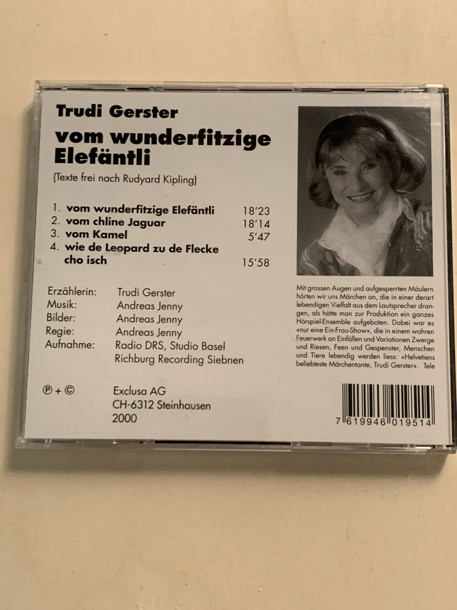 CD: Trudi Gerster - Vom wunderfitzige Elefäntli CD - Ki51 – Nuovo (secondo la descrizione) da Erlenbach ZH venduto da Ritschly 2