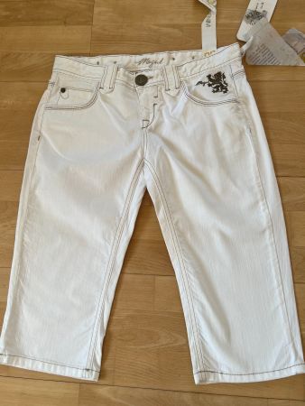 MOGUL Damen Jeans Shorts in Gr. 30, Weiss, NEU