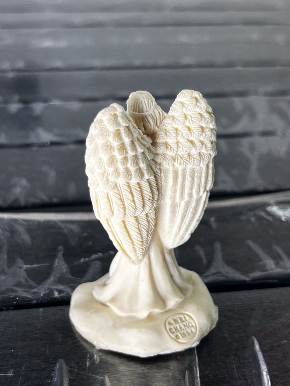 Figuren: Religiöse Engelsfigur, die auf einer Harfe spielt, 1994 – Gebraucht aus Tafers von JP911 3