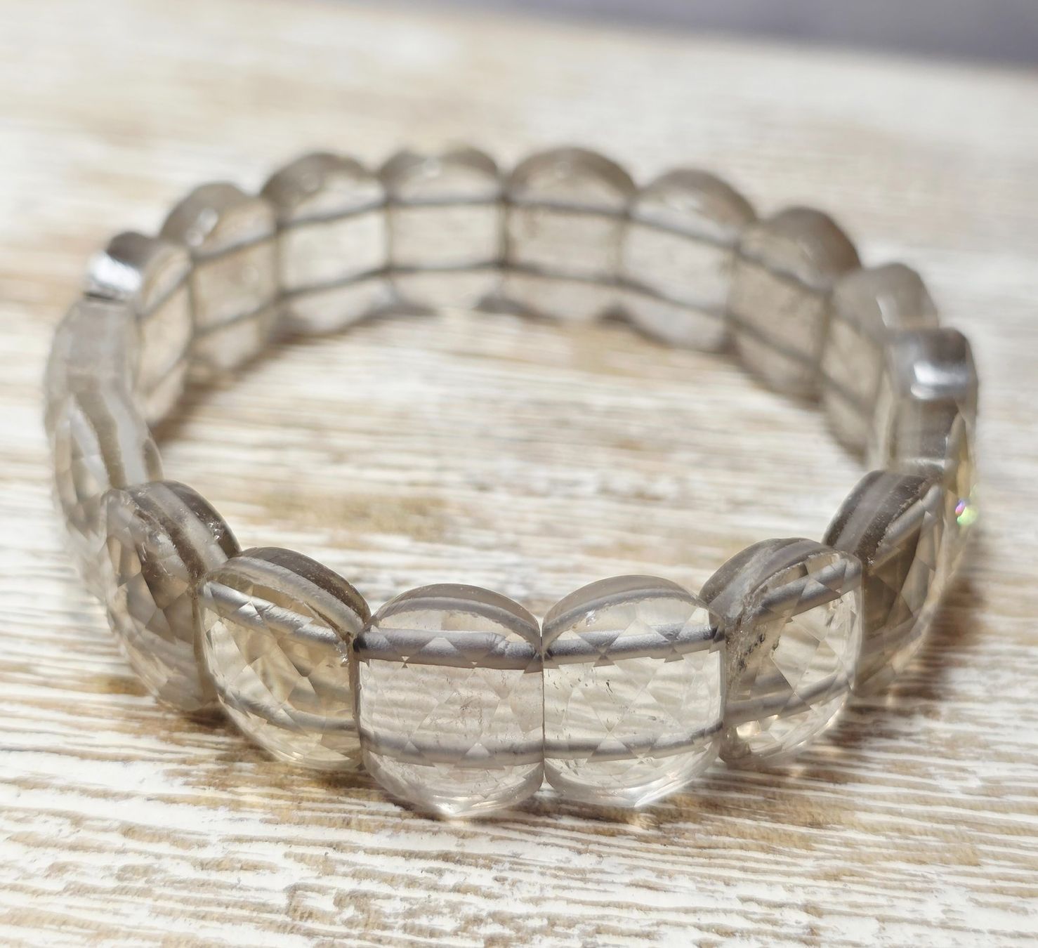 Minerali & Pietre curative: Klares facettiertes Rauchquarz Softbangle Armband – Nuovo e nell'imballaggio originale da Matzingen venduto da Shay_Crystalz