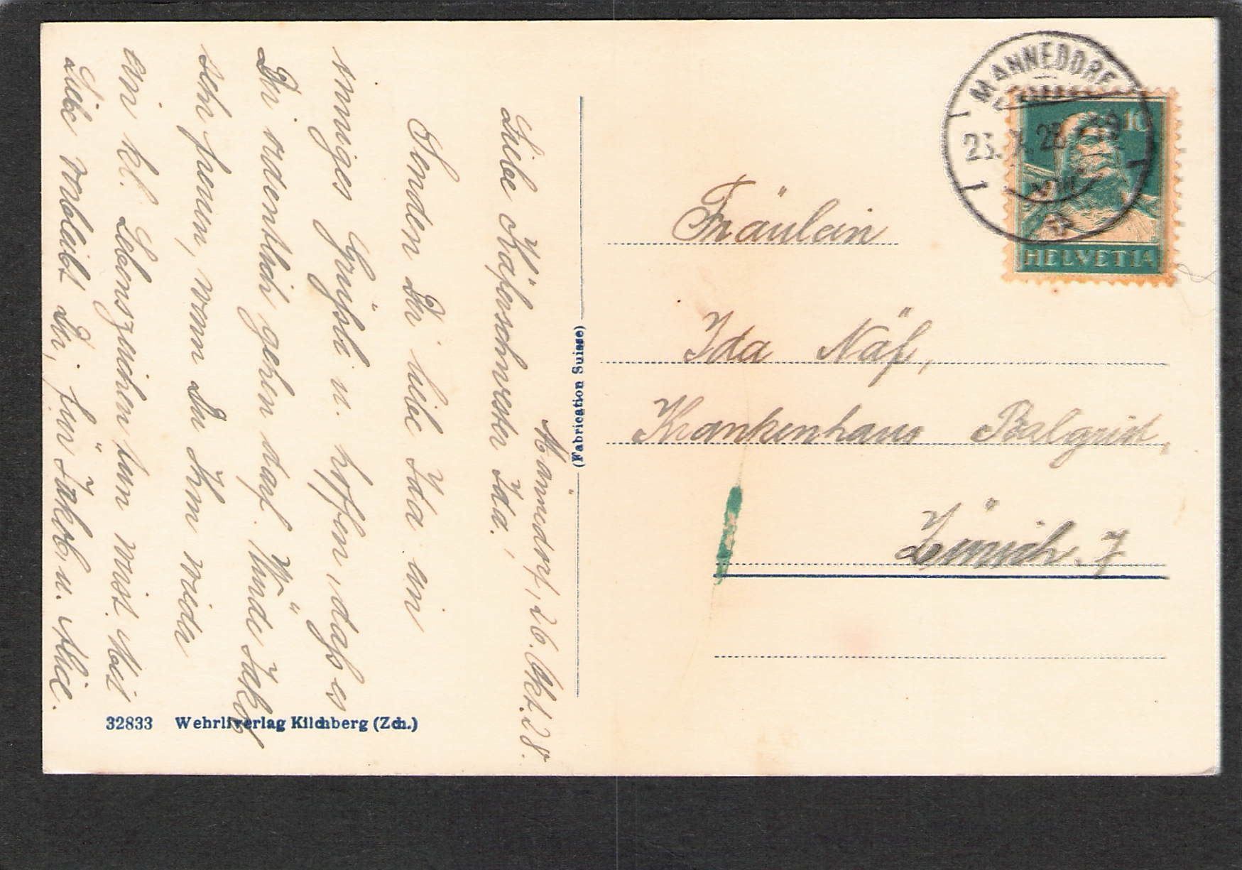 Cartoline postali: AK ZH Männedorf , 1928 – Usato da Reichenburg venduto da ibiza18 1
