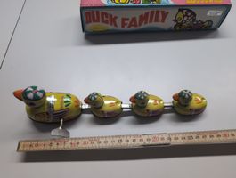 Antiker Blech Spielzeug Enten Familie