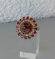 Ring mit Rauchquarz, Granat, Citrin in Silber